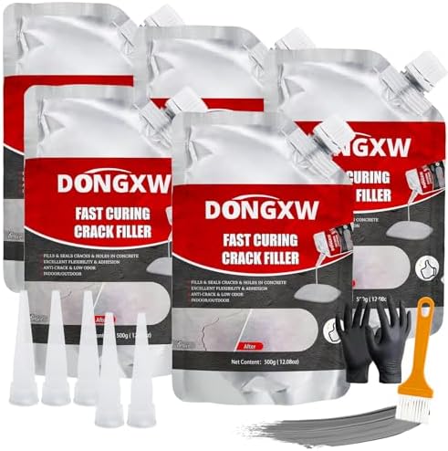 Concrete Crack Filler 5Pcs – Quick-Drying Waterproof Cement Crack Filler Repair Sealant, Concrete Repair Adhesive for Joints, Walls, Sidewalk, and Foundation(Grey)