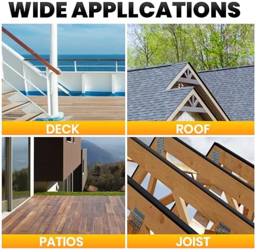 ADHES Deck Joist Tape, 1-5/8" x 50' Weather Resistance & Waterproof | Butyl Joist Tape for Decking, Deck Flashing Tape, Ideal for Wood Decks Beams Roof, Outdoor Construction Use