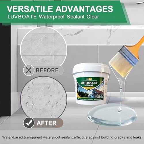 Clear Waterproof Sealant, Water-Based Transparent Waterproofer (1.3 Gal)