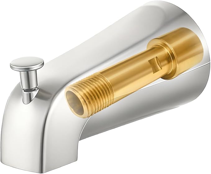 Tub Spout Adapter, Brass, Fits 3/4" IPS and 1/2" IPS Pipe, 1/2" Copper Pipe | Threaded installation&for Slip-On installation,Diverter &without-Diverter Types,5.3" Tub Spout Repair Kit with Assembly Tool