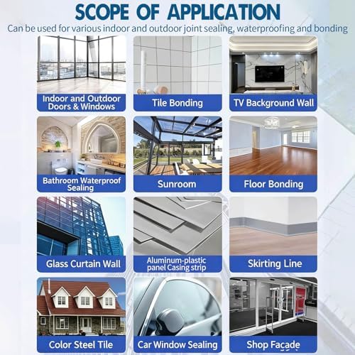 9900 Sealant Waterproof,Outdoor Silicone Sealant, Permanently Repairs Roof & Wall Cracks, Waterproof, Heat & Stretch-Resistant, Tough & Tear-Proof for Exteriors (Transparent)