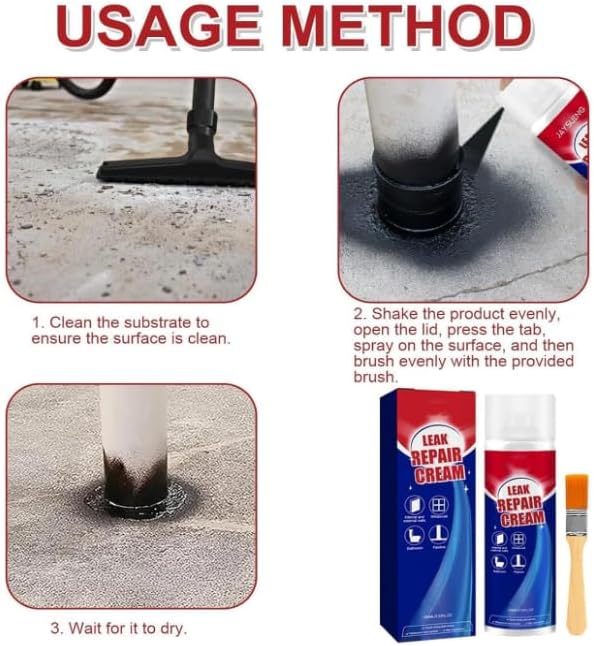 Leak Sealant Spray, Leak Repair Waterproof Sealant Sprays with Brush, Multi-Surface Leakrepair Indoor and Outdoor Waterproof Coating, Fast Drying, Easy to Apply