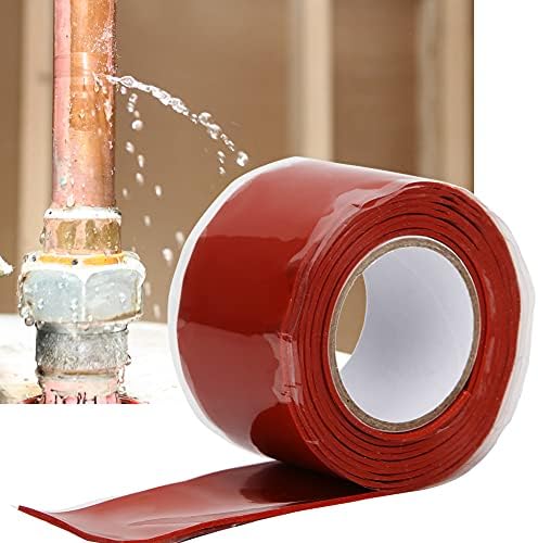 Self Fusing Silicone Tape Rubber Leak Silicone Self Amalgamating Tape Repairing Supplies for Plumbing Sealing Pipes Hose Repair Outdoor Coax and Tool Fixation (Red)