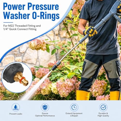 ZDBB 100 Pcs Pressure Washer O Rings for 1/4", 3/8" Quick Connect & M22