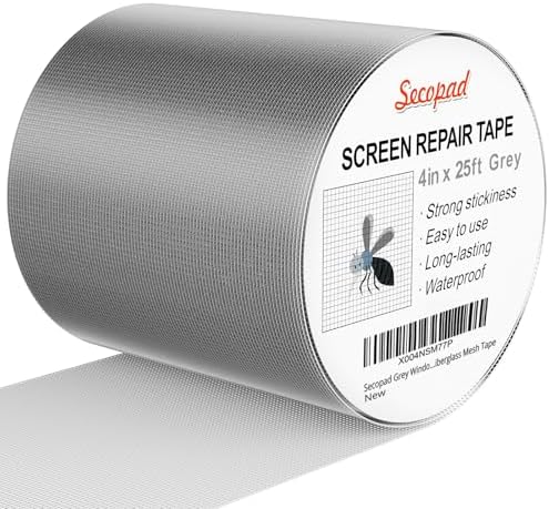 Secopad 4" x 300" (25FT) Screen Repair Tape, Screen Repair Kit, Grey