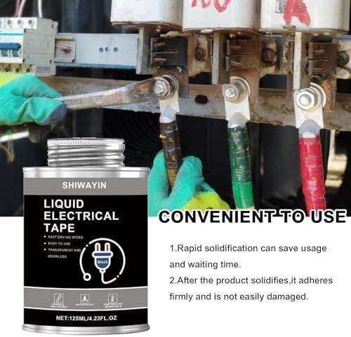 Liquid Electrical Tape 2-Pack, Black, 125ml Each, Waterproof, Fast Drying, High Temperature Resistant, Flexible Rubber Coating for Wires Cables Electrical Equipment, Anti-Corrosion Insulation Sealant