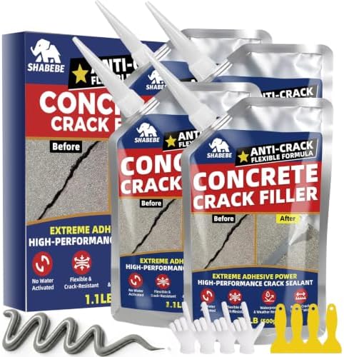 Concrete Crack Filler - 4.5LB Self Leveling Cement Crack Sealant, High Elasticity Concrete Joint Repair, Waterproof & Fast-Drying Concrete Caulk for Driveway, Sidewalk, Patio, Indoor & Outdoor, Gray