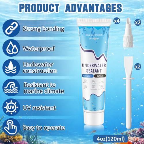 Threlaco 4 Pcs Black Aquarium Silicone Sealant 120ml Underwater Sealant