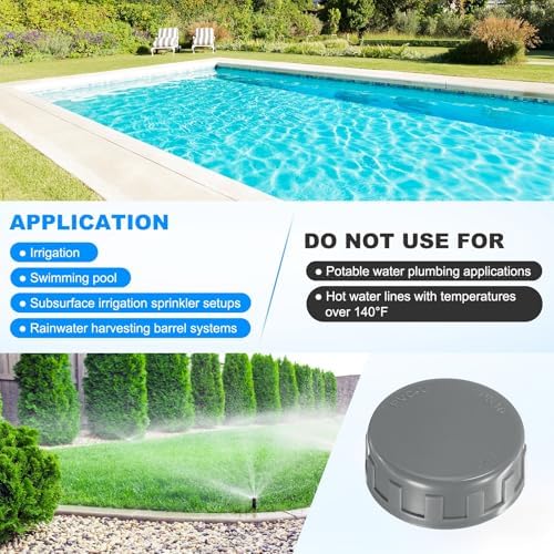 M METERXITY 12-Pack PVC Pipe End Cap Plug Adapter 1-1/4 In, Female Thread | Gray, Water End Cap Connector, Inner Teeth Pipe Plugs, for Outside Lawn, Yard/Watering Irrigation Systems