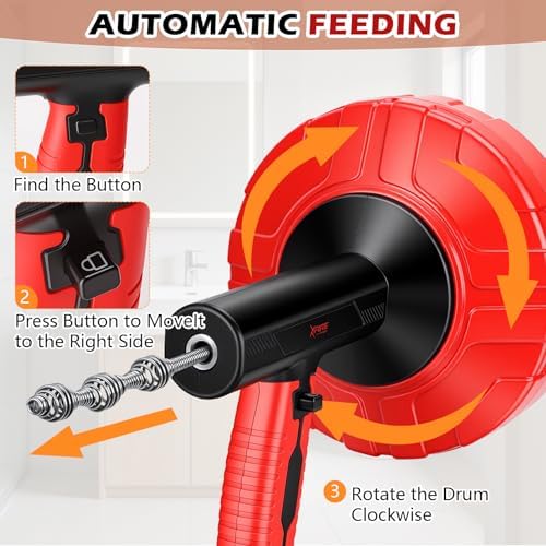 46 FT Drain Snake 11-in-1 Double Mode Drain Auger Tools