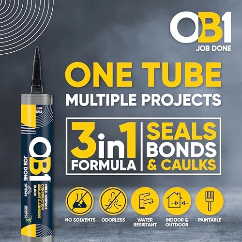OB1 Universal Caulk Sealant & Adhesive Black 10.1oz - 1 Cartridge