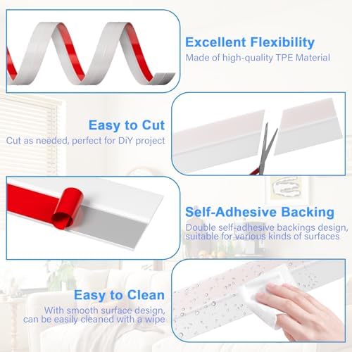 36FT Weather Stripping Door Seal - 2" Silicone Door Draft Seal Tape for Gaps Under Door Weatherstripping Sweep Stopper for Bottom of Shower Door/Sliding Glass Door