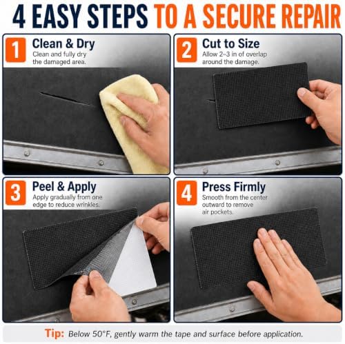 RV Underbelly Tape, 6 in x 66 ft Waterproof Repair Tape | Permanent butyl adhesive fabric tape seals tears, holes and cuts for RV, camper, travel trailer and mobile home underbelly