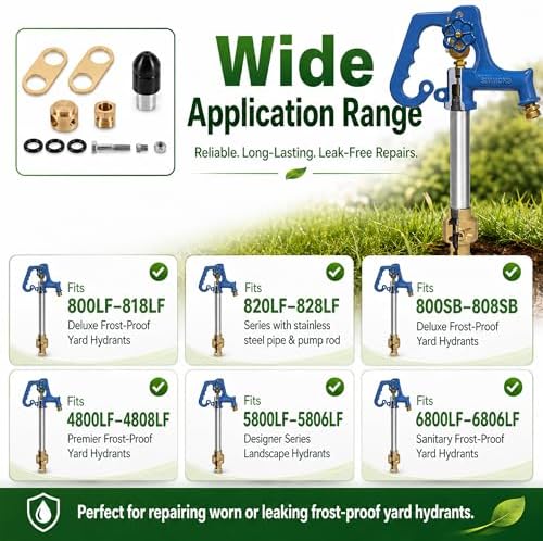850SB Yard Hydrant Repair Kit Compatible with Simmons 800LF, 800SB, 4800LF, 5800LF, 6800LF Series, Replaces 850SB 9401324 & 8842 Plunger, 8-Piece Frost Proof Water Hydrant Parts Kit to Fix Leaks