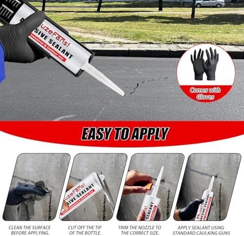 6 Pack Concrete Crack Filler, Self-Leveling Cement Crack Filler Waterproof Silicone Sealant, Flexible Magic Crack Repair for Concrete, 10.1 fl. oz,Gray