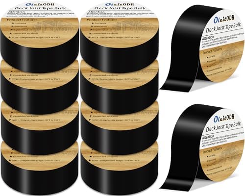Oleitodh 10 Rolls Joist Tape Decks Bulk Flashing Tape for decking 2 Inch x 50' Weatherproof Butyl Sealant Deck Tape Joist-Beam Joist Tape for Wood Joists Decks Roof