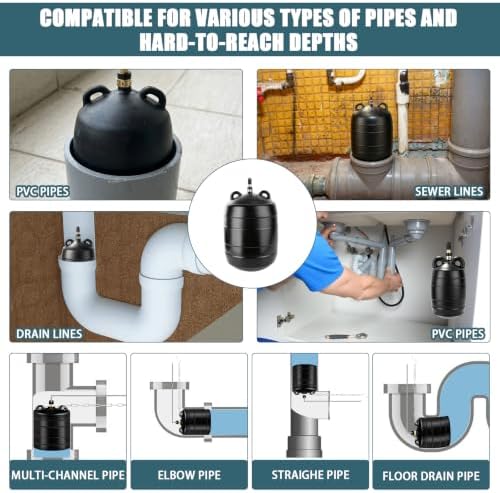 6 Inch Inflatable Pipe Plug Kit with Hand Pump and Safety Chain