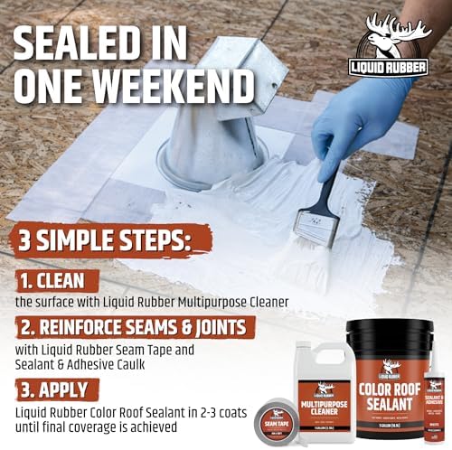 Color Roof Sealant Roof Bundle- 5g Roof Coating (Medium Gray) & 4in x 50ft Seam Tape