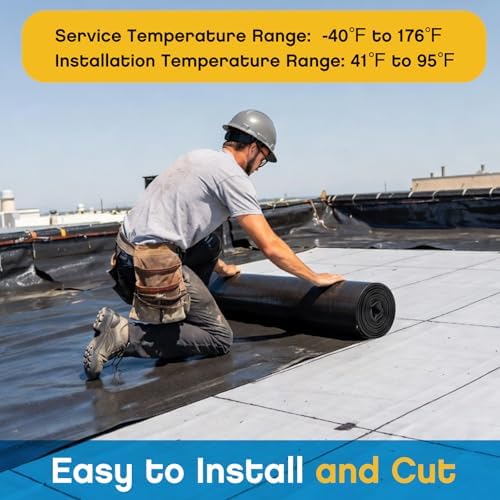 Epdm Rubber Roofing, Waterproofing Membrane, 27.5 Mil, 30 ft X 40 Inches