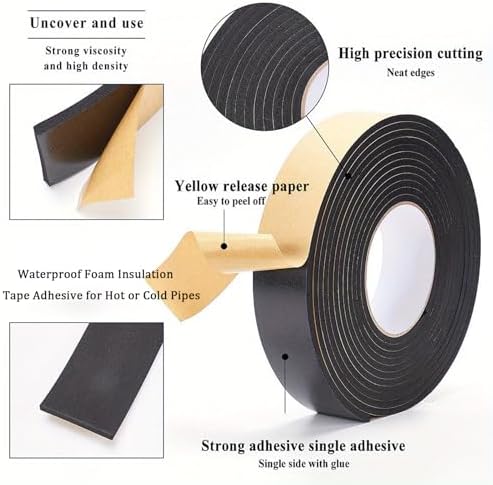 Pipe Insulation Foam Tape, 2 inch x 33 Ft Self Adhesive Insulation Wrap