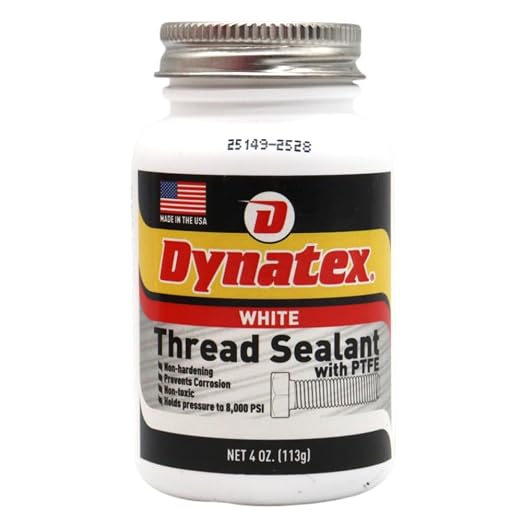 Dynatex Thread Sealant with PTFE 4 oz Bottle (1 Pack) | Non-Toxic, Non-Drying, Leak-Proof Seal, No Lead/Graphite, Ideal for Pipe Fittings