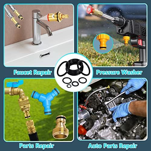 KEZE 1200 Pcs 24 Size Universal Rubber O-Ring Assortment Kit with 4-Piece Precision Pick and Hook Set for Auto Vehicle Faucet Plumbing Pressure Washer Air or Gas Sealing Repair OD:6mm-28mm O Ring