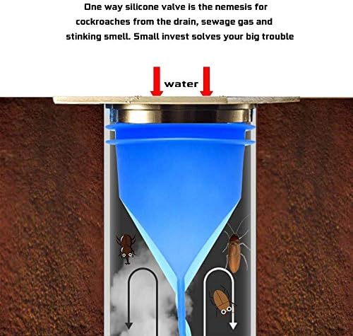 Shower Floor Drain Backflow Preventer, Waterless Trap Seal, One Way Drain Valve Sewer Core (1.72-2 inch, Blue)