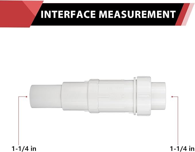(Pack of 1) EFIELD 1-1/4 Inch PVC Expansion Repair Coupling for Broken or Cracked Pipe, Schedule 40, White,(PVC031)