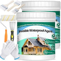 2Kg/70.5Fl.oz Invisible Waterproof Agent Indoor&Outdoor Waterproof Coating Set Transparent Liquid Sealant with Wooden Brush Resistant Work Gloves Putty Knife Cut Paint Roller