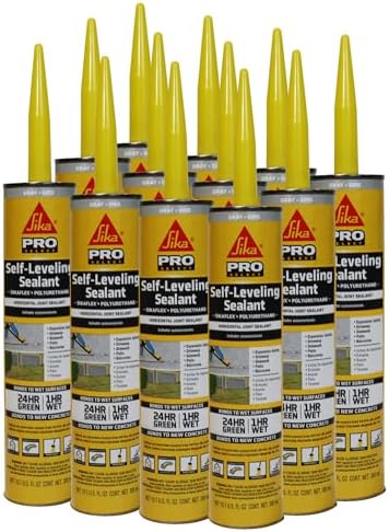 SIKA Sikaflex Self-Leveling Sealant, 12-Pack, 10.1 Oz, Gray – Easy Application, Quick-Curing, Waterproof & Weather-Resistant, Ideal for Driveways, Garages, Sidewalks, and Concrete Joints