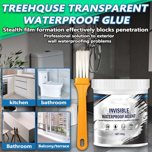 Transparent Waterproof & Leak-Proof Coating, Invisible Waterproof Agent, Transparent Waterproofing Leak Patch Paint, Invisible Waterproofing Sealant for Indoor & Outdoor (250g)