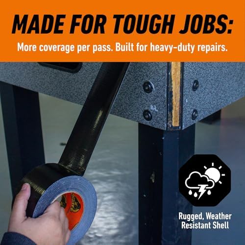 Gorilla Tough & Wide Heavy Duty Duct Tape, Black, 2.88" x 25 yd, 1-Pack