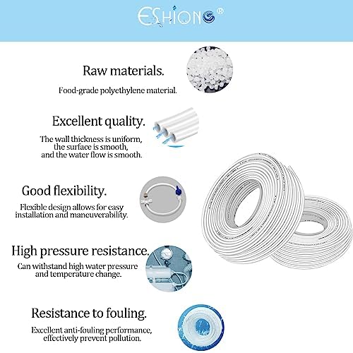 ESHIONG NSF Certified 1/4" O.D. Water tubing Hose Pipe for RO (Reverse Osmosis) Water Filter 330 Feet (100M)+Tube Cutter.…