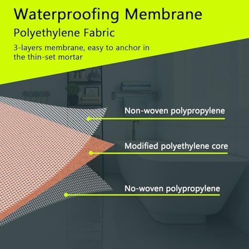 Waterproof Membrane 23.6mils 9.7in x 98Ft/81 Sq Ft Tile Membrane for Shower