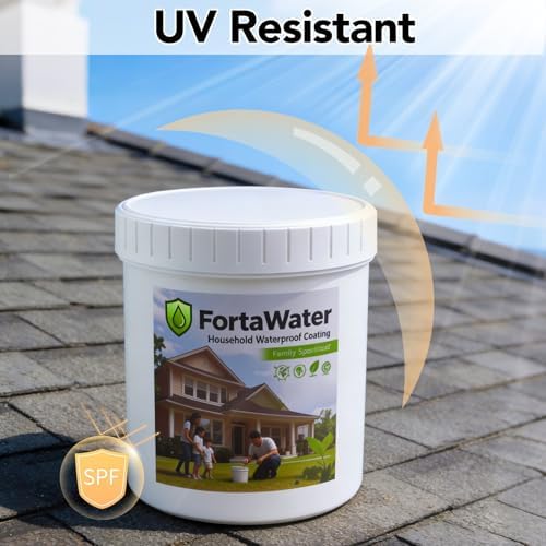 Fortawater Waterproof Patch & Sealant Coating - Water-Based, Low Odor Formula - Milky White Leak Repair for Shower, Roof, Grout, Concrete, and Tiles (1kg/35oz)