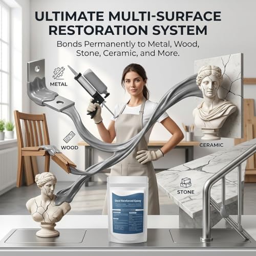 Steel Reinforced Epoxy Putty,Metal Repair Putty for Filling Cracks and Holes,Waterproof Heat-Resistant Epoxy Putty Repair Kit for Pipe Metal,Wood,Ceramic,Tile,Plastic(B)