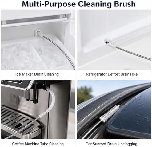 2 Pack 80 Inch Long Flexible Drain Brush, Sunroof Drain Cleaning Tool for Ice Maker, Refrigerator, Straw & Feeding Tube