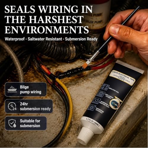 Liquid Electrical Tape Waterproof Insulation Brush-On Marine Auto 1,7oz
