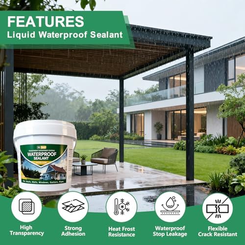 Clear Waterproof Sealant, Water-Based Transparent Waterproofer (1.3 Gal)