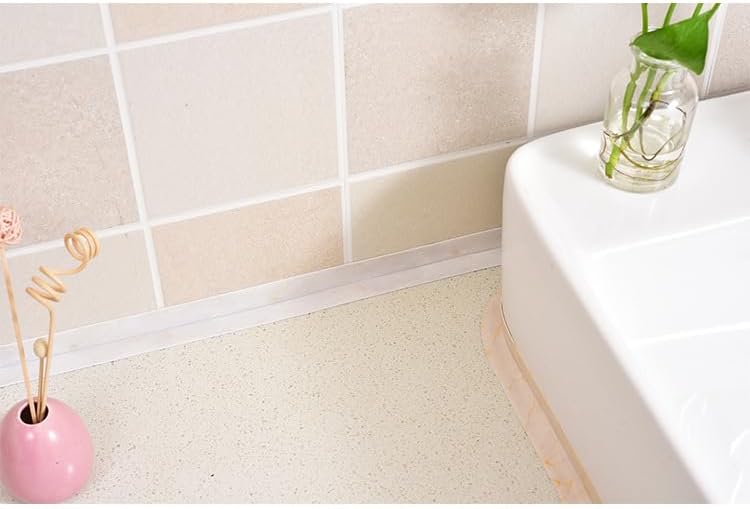 Red Waterproof Caulk Tape PVC Self Adhesive Caulk Strip Joint Adhesive Shower Bathtub Joint Strip Bathroom Sealing Tape Kitchen Sealing Tape and Shower Tile Sealant
