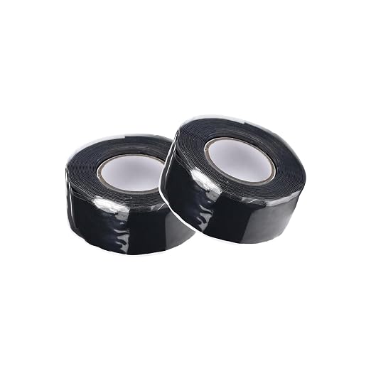 SKYPRO 2 Rolls Self Fusing Silicone Tape 0.98 inch x 9.84 ft Black Waterproof Rescue Tape for Emergency Pipeline Plumbing Repair Cable Winding Insulating