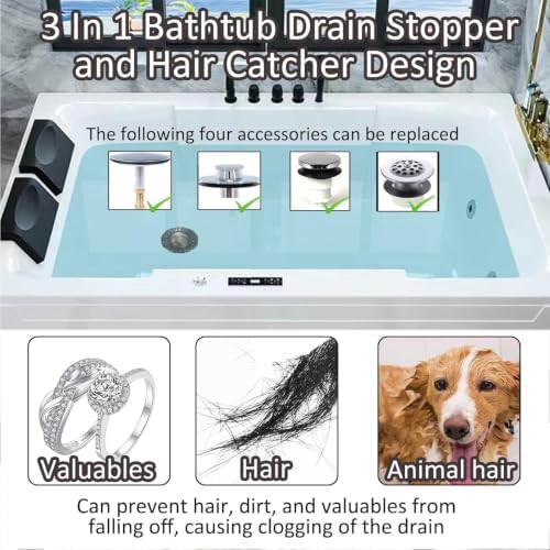 AzWzz Bathtub Drain Stopper,Pop Up Tub Stopper Plug with Hair Catcher Cover