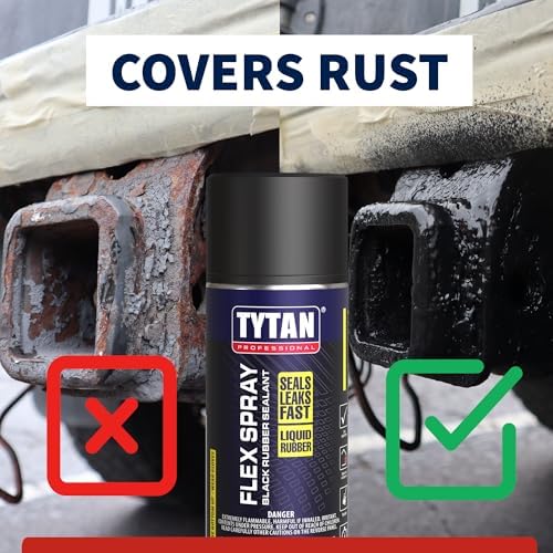 TYTAN Professional Flex Spray 11.3 oz Waterproof Rubberized Sealant Coating, Black – Flexible Leak Repair Spray for Roofs, Gutters, RVs, Pipes, Foundations & Cracks (6 Pack)