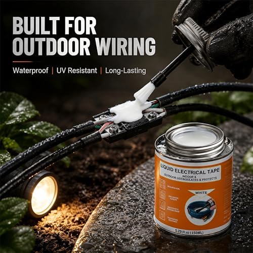 5.29 oz Liquid Electrical Tape Quick-Drying Insulating Glue with Brush Cap - Quick-Dry Waterproof Sealant for Wires, Cables, Connectors, Outdoor & Automotive Electrical Equipment (White)