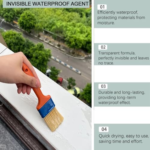 Transparent Waterproof Coating for Indoor & Outdoor, 5.29oz Waterproof Sealant Clear, Water-Based Invisible Leak Repair Glue for Roofs, Walls, Garden, Terraces, Cracks, Concrete, Wood (3PC)