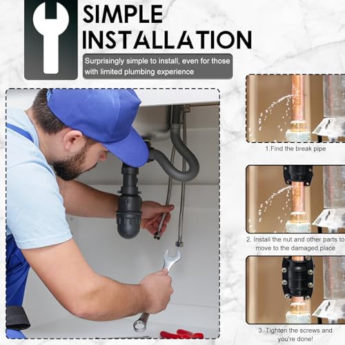 US 3Pcs Pipe Repair Clamp Anti-Impact Water Pipe Leak Repair Clamp Sturdy Emergency Pipe Repair Kit Pipe Repair Fixture Pipe Clamp for Cast Iron Pipes Cement Pipes PVC Pipes PE Pipes(20mm,black)