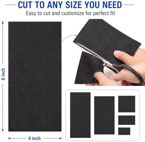 2PCS 8×4 Inch PU Leather Patch for Car Seat Repair, Self-Adhesive Leather Repair Patch Tape for Vinyl Leather Upholstery, Car Seat Furniture Repair Kit (Black)