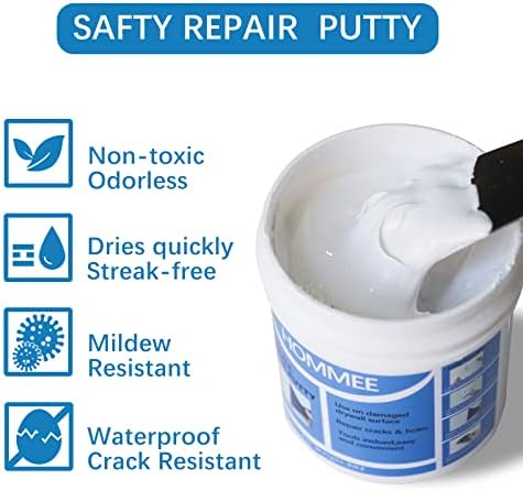 Drywall Repair Kit,Drywall Hole Patch Repair Kit to Fix Wall Surface Holes and Creak Damage with White Repair Putty 17OZ,8PCS Aluminum Repair Patchs,Scraper,Sanding Pad Fill Quick and Easy Solution