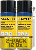 Stanley F902 Window & Door Foam Sealant (2x12 Oz.) – Low Expansion Polyurethane Insulating Spray Foam | Gaps and Cracks Filler for Window & Door Frames, Waterproof Sealant with Straw | 12 Oz. 2 Pack