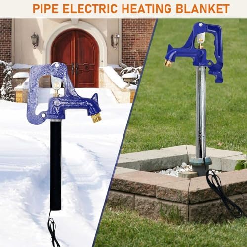 38.5" x 6" Water Pipe Heat Blanket Faucet Heating Blanket Winter Heating Tape for Metal and Plastic Pipes, 120V, Thermostat Max Temp 140˚F, OD Max: 1-1/4" (1)